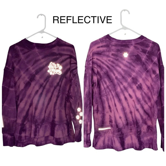 Handmade Fur Mama Tie Dye Sweatshirt Pullover Women Small Pink Purple Reflective - Picture 3 of 15